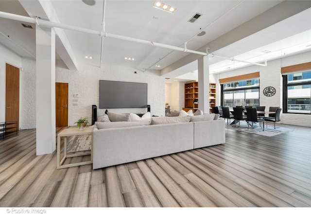 living room featuring light hardwood / wood-style flooring