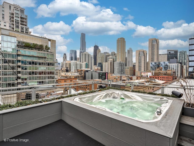 balcony with a jacuzzi