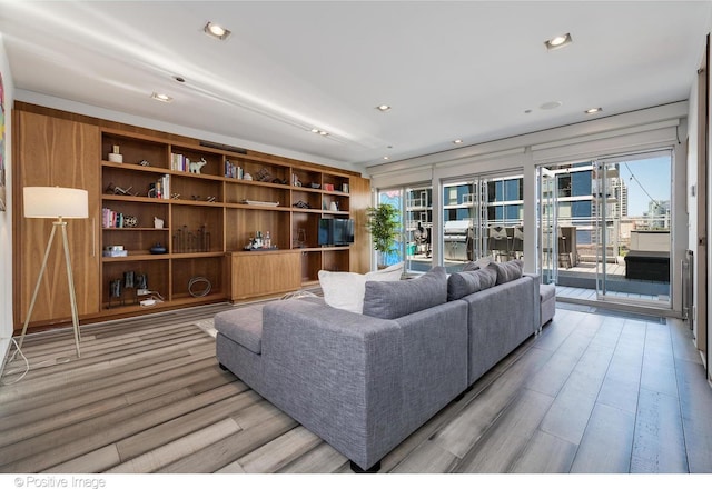 living room featuring light hardwood / wood-style floors