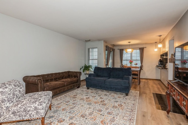 living room featuring light hardwood / wood-style flooring