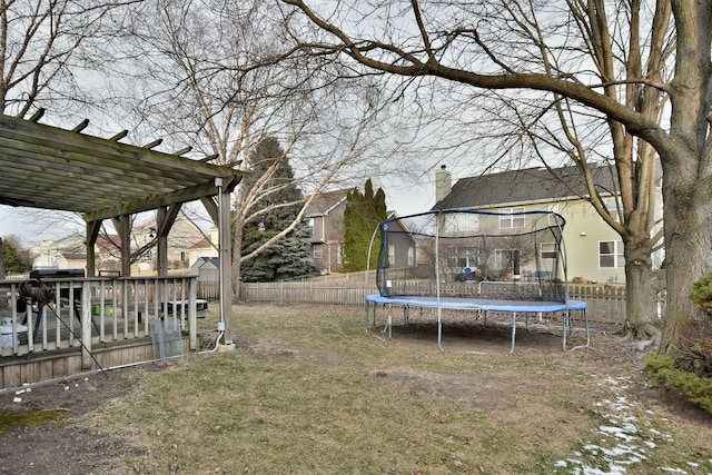 view of yard featuring a trampoline