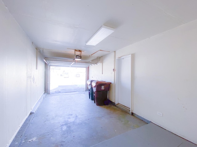 garage with a garage door opener