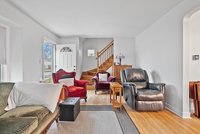 living room with hardwood / wood-style floors