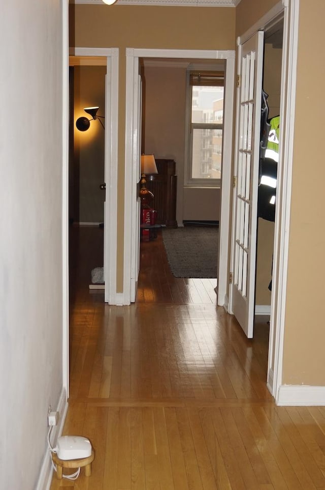 hallway featuring dark hardwood / wood-style flooring