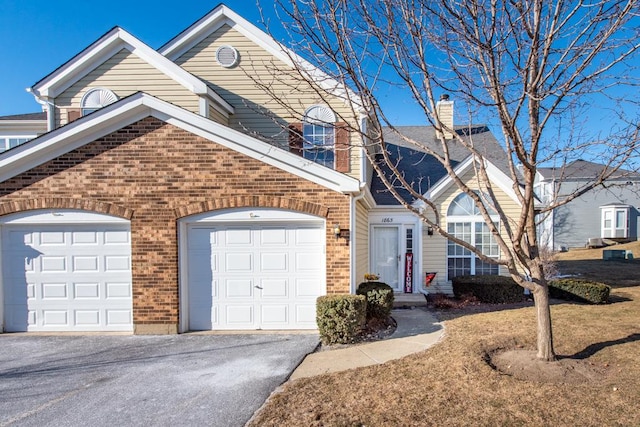 view of front property with a garage