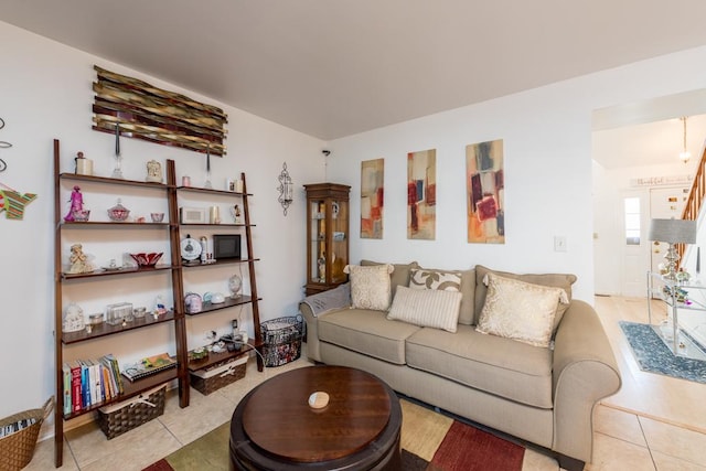 view of tiled living room