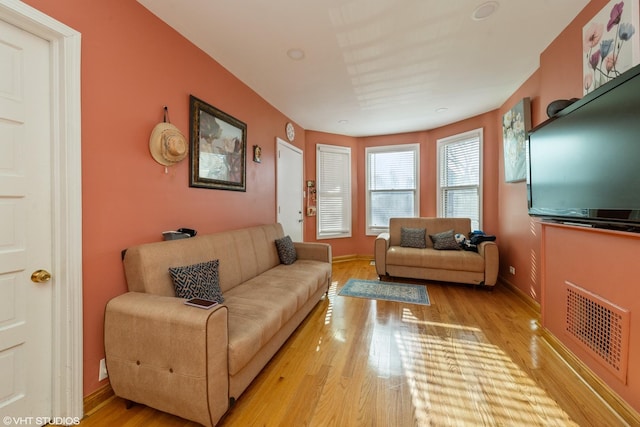 living room featuring light hardwood / wood-style floors