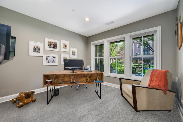 office area featuring carpet flooring