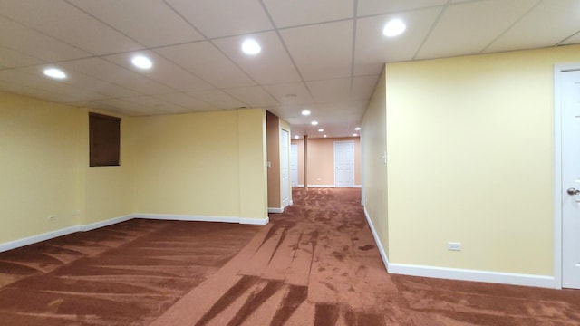 interior space with dark colored carpet