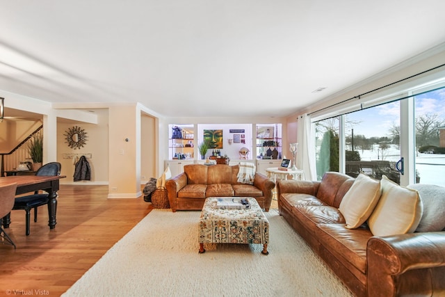 living room featuring light wood-type flooring