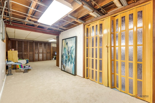 basement with carpet floors