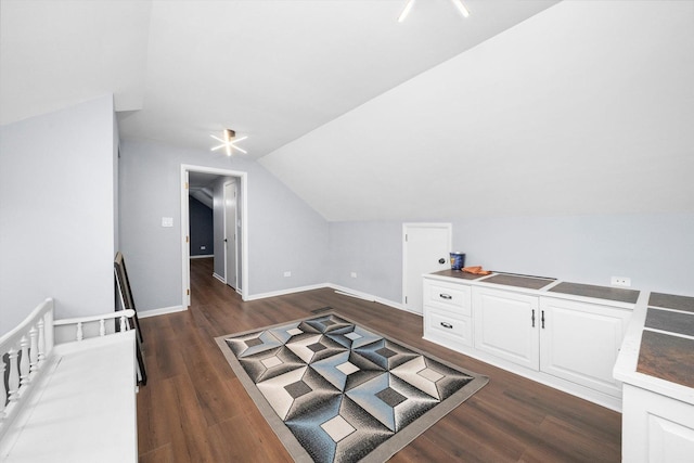 bonus room featuring vaulted ceiling and dark hardwood / wood-style floors