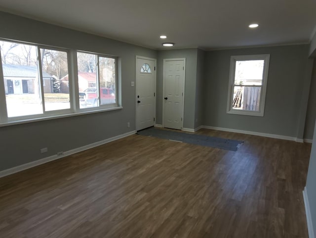 foyer featuring dark wood-type flooring