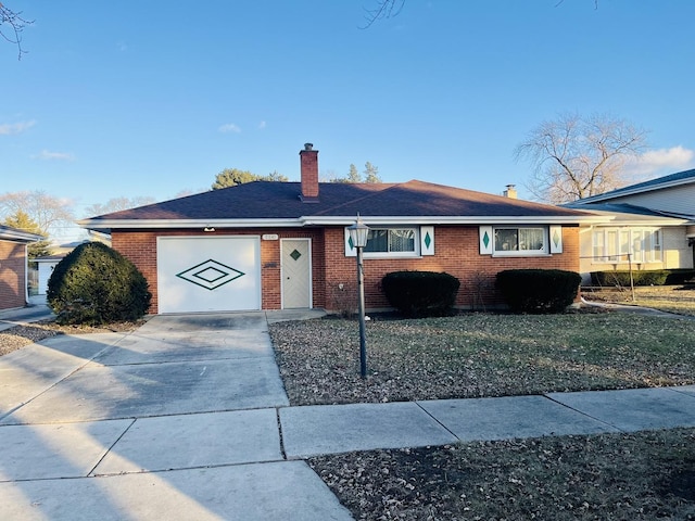 single story home with a garage