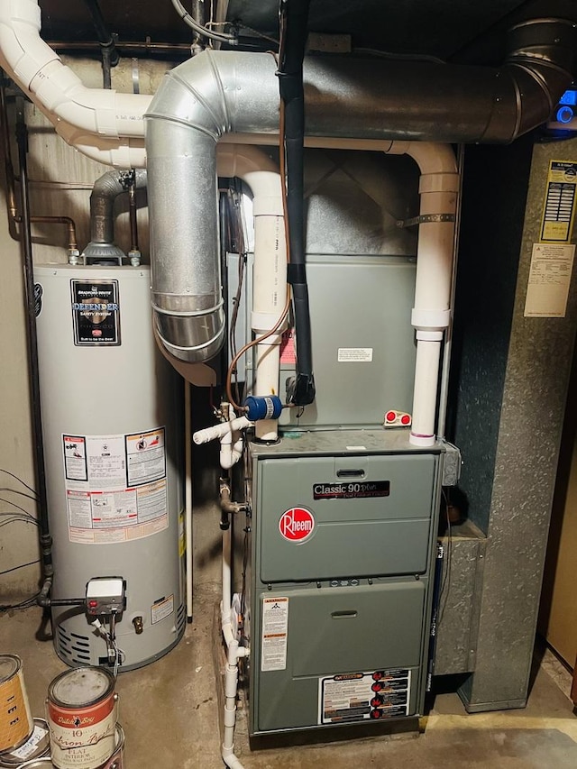 utility room featuring gas water heater