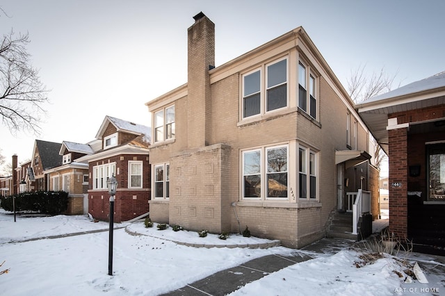 view of snow covered exterior