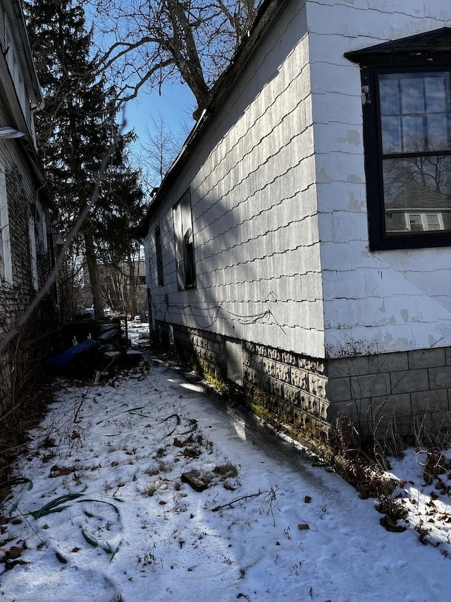 view of snow covered exterior