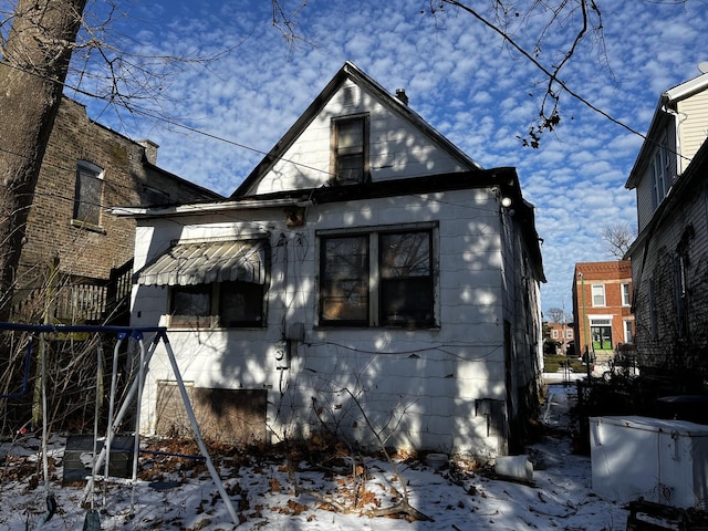 view of snow covered exterior