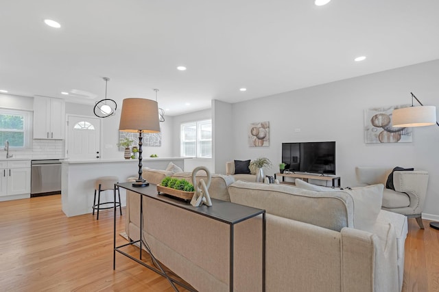 living room featuring light hardwood / wood-style floors