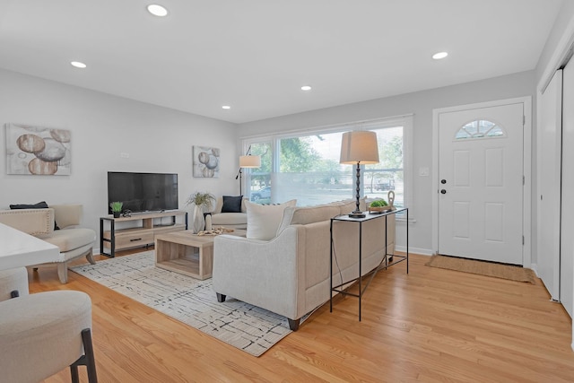 living room with light wood-type flooring