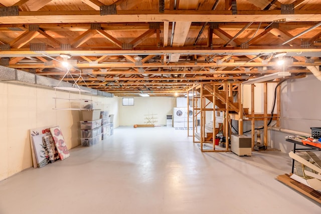 basement with washer / clothes dryer