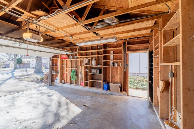 garage with a garage door opener