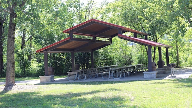 view of community featuring a lawn