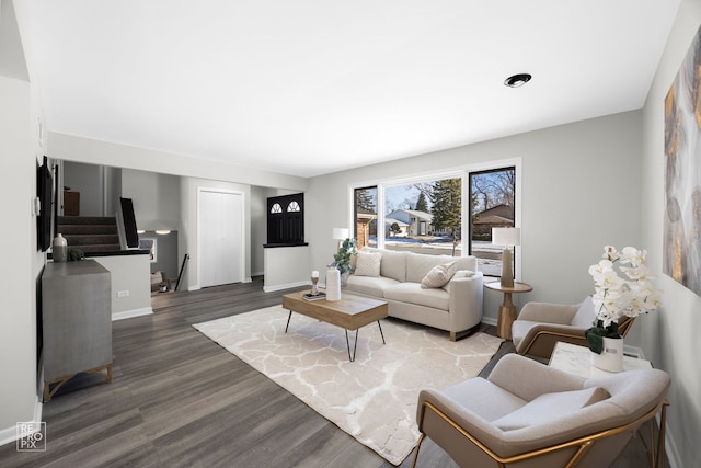 living room with wood-type flooring