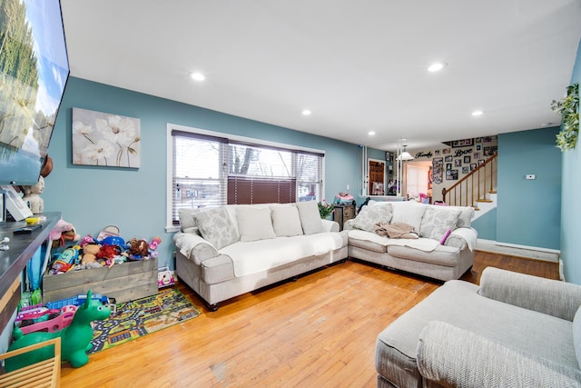 living room featuring wood-type flooring