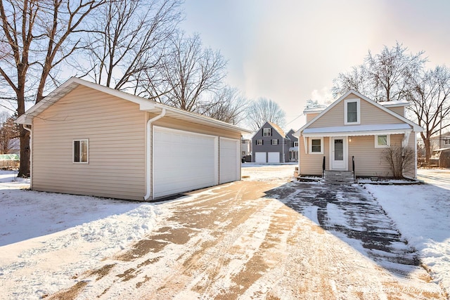 exterior space with a garage