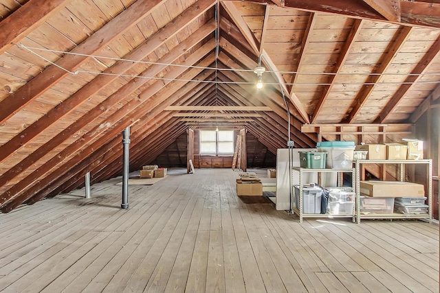 view of unfinished attic