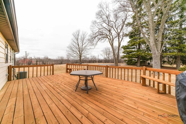 wooden deck with cooling unit