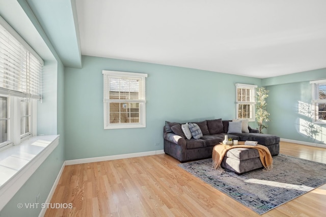 living room with light wood-type flooring