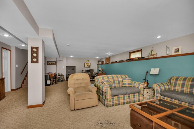 living room with carpet floors