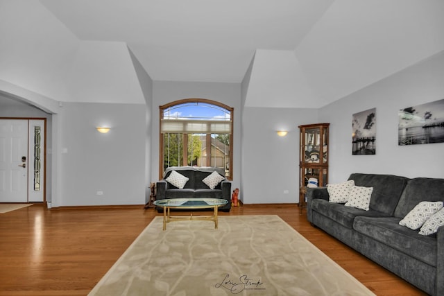 living room with hardwood / wood-style floors