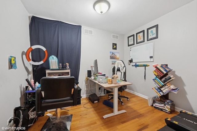 home office featuring wood-type flooring