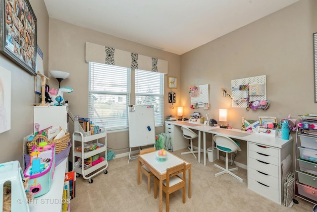 view of carpeted home office