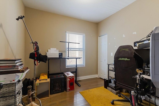 office space featuring dark hardwood / wood-style flooring