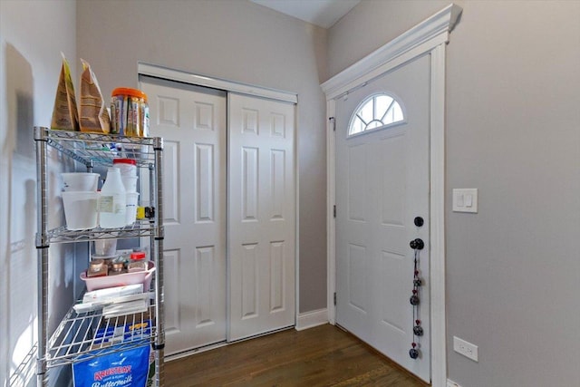 entrance foyer with dark hardwood / wood-style flooring