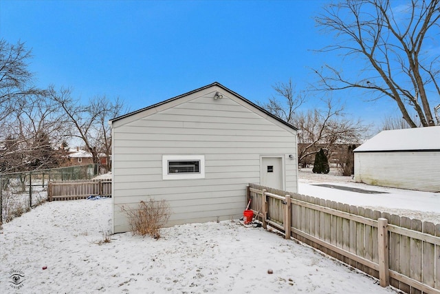 view of snow covered exterior