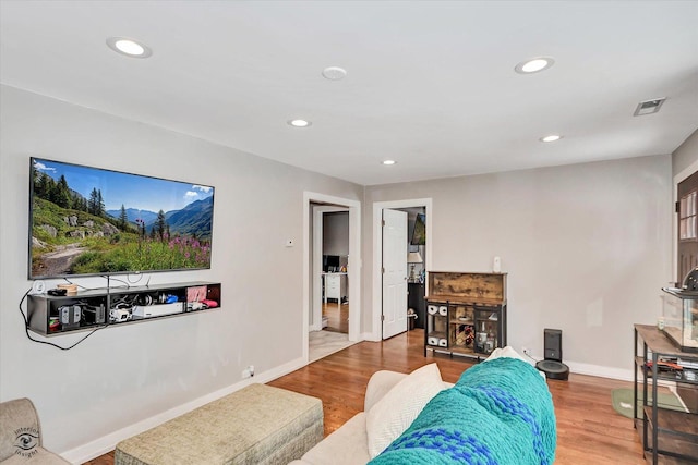 living room featuring hardwood / wood-style flooring