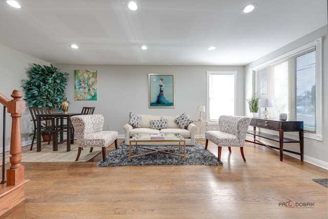 living room with light wood-type flooring