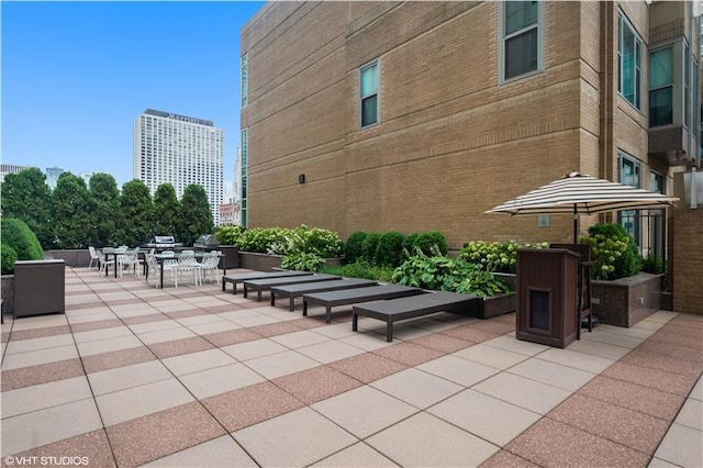 view of community featuring a patio