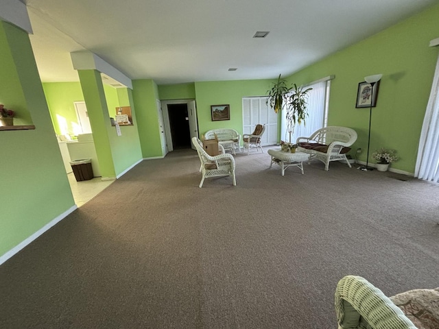 living room featuring carpet floors