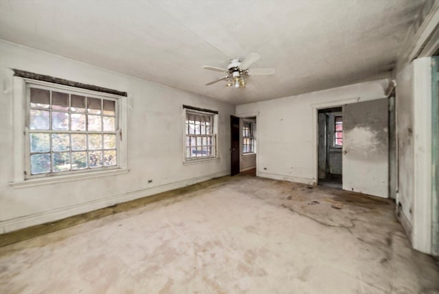 unfurnished bedroom with ceiling fan