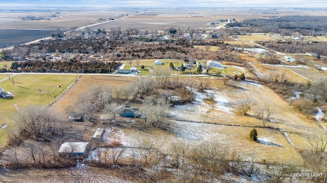 aerial view featuring a rural view