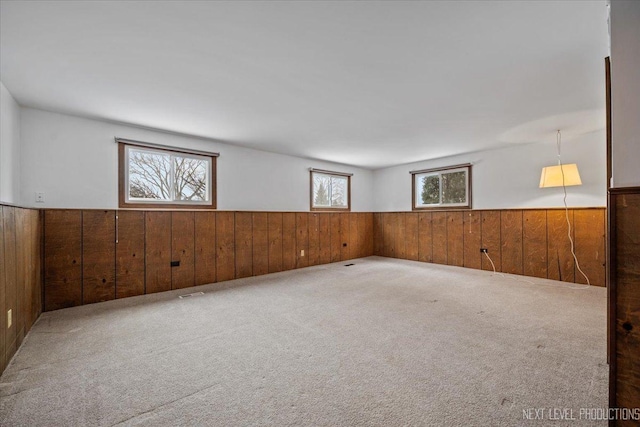 empty room featuring a wealth of natural light and light colored carpet