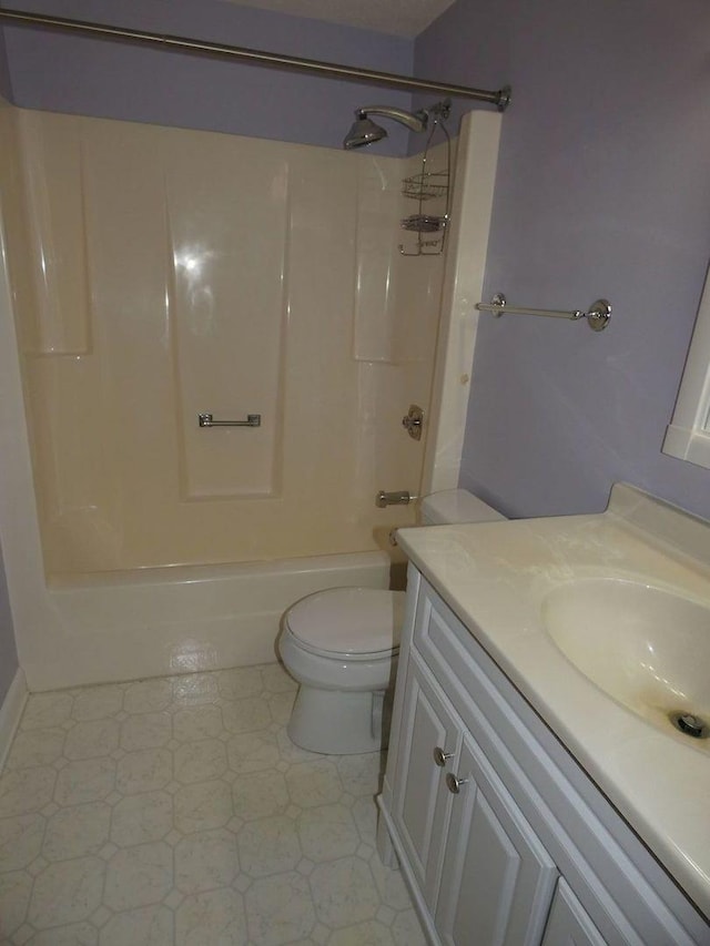 full bathroom with vanity, toilet, and shower / bathing tub combination