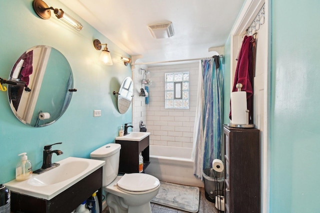 full bathroom with toilet, sink, and shower / tub combo