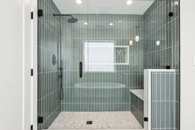 bathroom featuring walk in shower